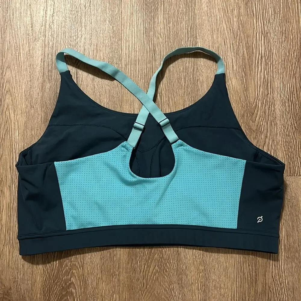 Peloton Renewed Control Color Block Mesh Back Sports Bra Navy Blue‎ Size 3X